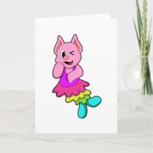 Carte Chat à la danse avec jupe