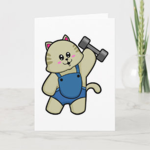 Carte Chat à la Fitness avec Haltère