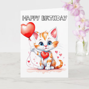 Carte Chat adorable Little Kitty Joyeux anniversaire