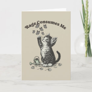 Carte Chat amateur d'humour noir Rage me consume Vintage