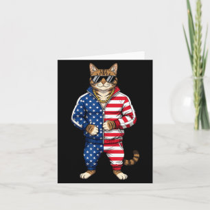 Carte Chat américain drapeau USA 4 juillet Patriotique R