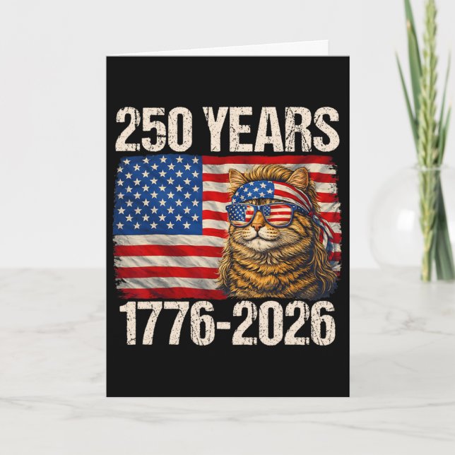 Carte Chat américain du drapeau de 250 ans Anniversaire  (Devant)