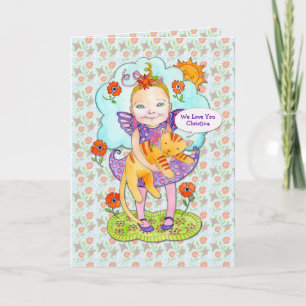 Carte Chat "amour vous" nom customisé pour l'enfant