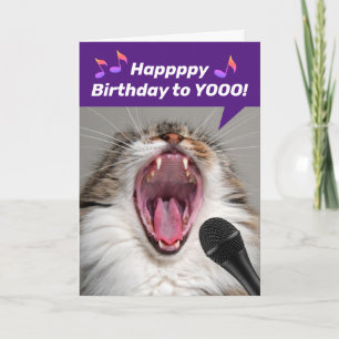 Carte Chat Amusant Chantant Fort La Chanson D'Anniversai