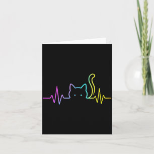 Carte Chat arc-en-ciel battement de cœur 