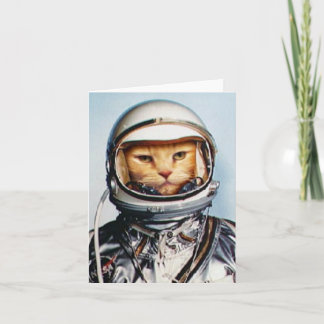 Carte Chat astronaute rétro des années 60