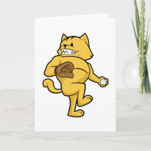 Carte Chat au baseball avec gant Catch