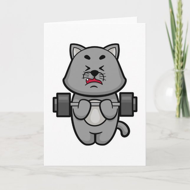 Carte Chat au Biceps à l'entraînement avec Haltère (Devant)