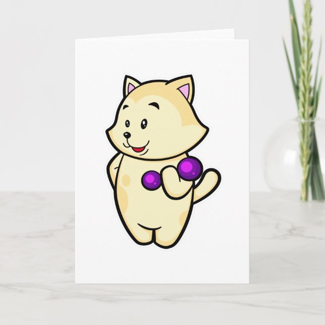 Carte Chat au biceps en entraînement avec haltère (Devant)