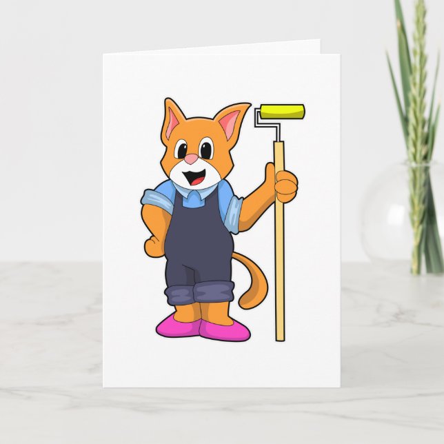 Carte Chat au papier peint avec rouleau de pression (Devant)