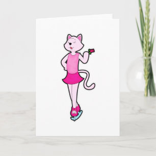Carte Chat au patinage artistique avec Fleur