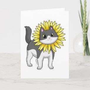 Carte Chat au tournesol