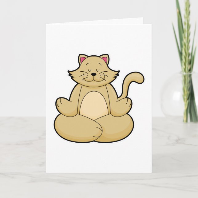 Carte Chat au yoga Étirement en tailleur (Devant)