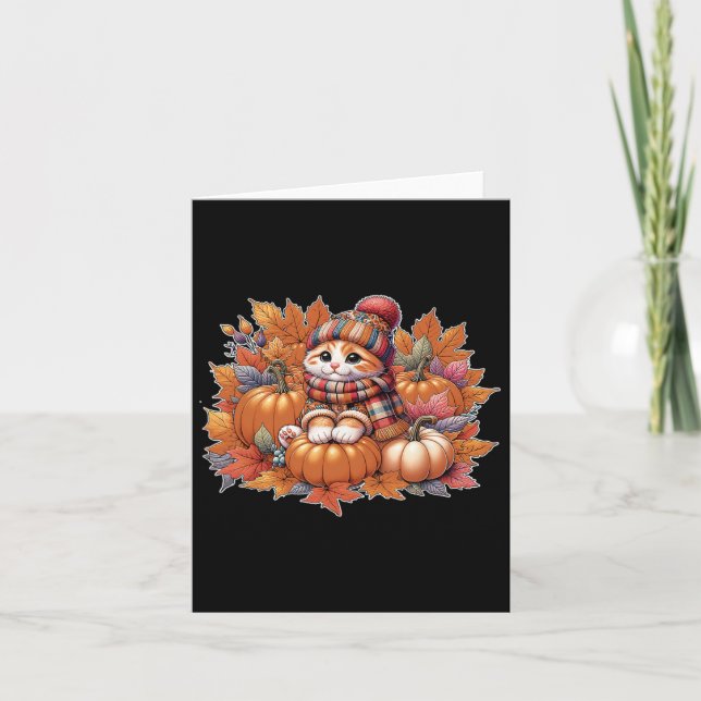 Carte Chat-automne-feuille-bonjour-automne-chat-chaton-a (Devant)