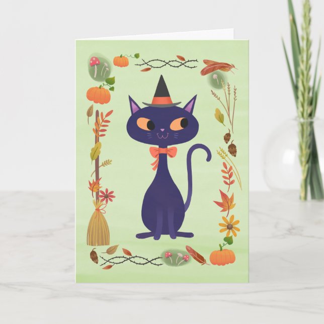 Carte Chat aux Sorcières d'Halloween (Devant)