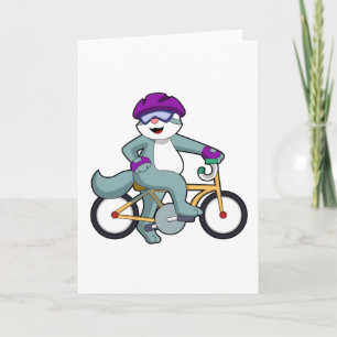 Carte Chat avec bicyclette