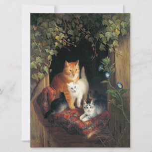 Carte Chat avec chatons (Art animal)