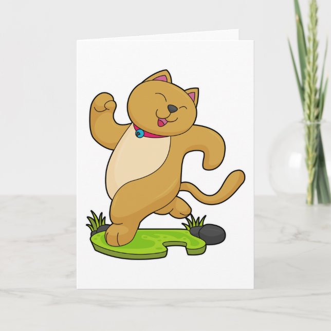 Carte Chat avec collier à la course (Devant)