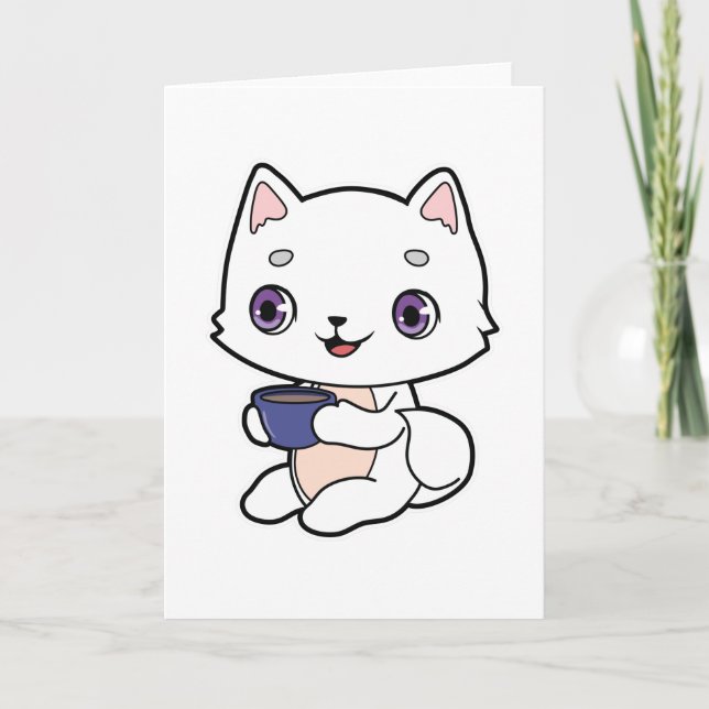 Carte Chat avec Coupe de Café (Devant)