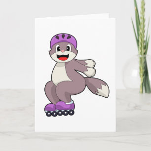 Carte Chat avec des patins à roulettes