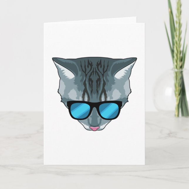 Carte Chat avec lunettes de soleil (Devant)