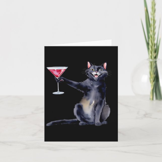 Carte Chat Avec Martini Gl Tail (Devant)