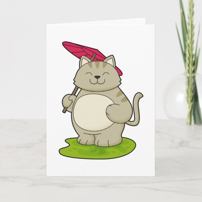 Carte Chat avec parapluie (Devant)