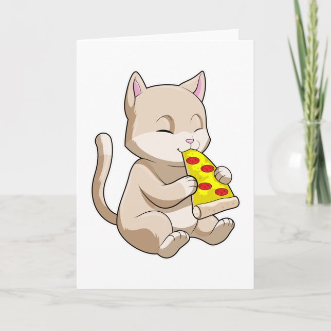 Carte Chat avec Pizza (Devant)