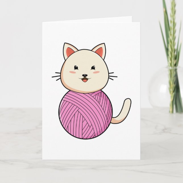 Carte Chat avec une pelote de laine (Devant)