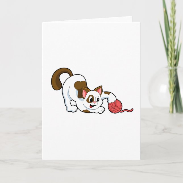 Carte Chat avec une pelote de laine (Devant)