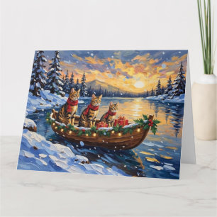 Carte Chat Bengal Noël Bateau Fêtes