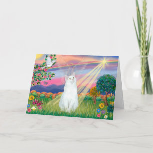 Carte Chat Blanc - Ange des Nuages