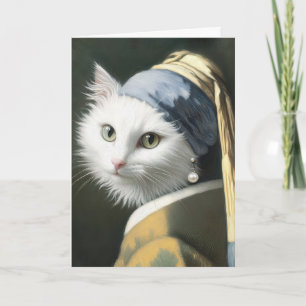 Carte Chat Blanc Anniversaire Avec Peinture À La Perle