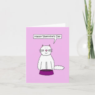 Carte Chat blanc Heureuse Sainte-Valentin