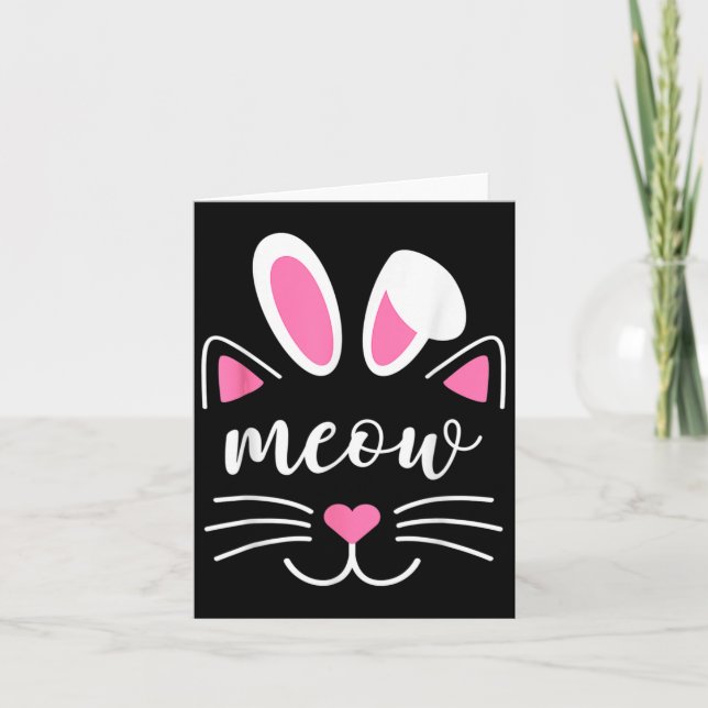 Carte Chat Bunny Cute Fun Chat Pour Filles Chat Pâques F (Devant)