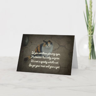 Carte Chat calico d'Halloween et poème