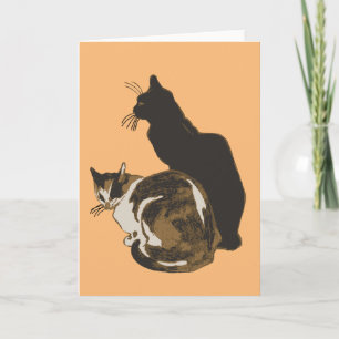 Carte Chat Calico Et Chat Noir Découpé