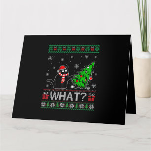 Carte Chat Ce Chat Noir Drôle Poussant Arbre De Noël
