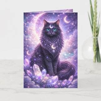 Carte Chat Céleste Mystique Lune Galaxie Fantastique Mag