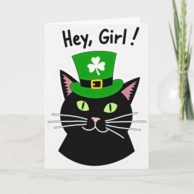 Carte Chat Chanceux Hey Girl (Devant)