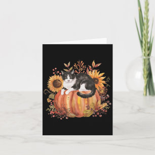 Carte Chat Citrouille Automne Tuxedo Sunflower Thanksgiv