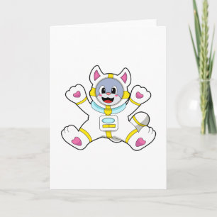 Carte Chat comme astronaute en costume
