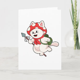 Carte Chat comme cueilleur de champignons avec champigno