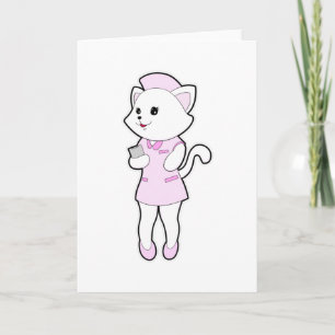 Carte Chat comme infirmière avec bloc-notes
