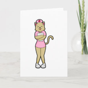 Carte Chat comme infirmière avec liste médicale