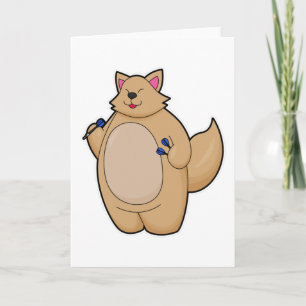 Carte Chat comme joueur de fléchettes avec fléchettes