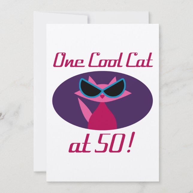 Carte Chat cool 50e anniversaire (Devant)