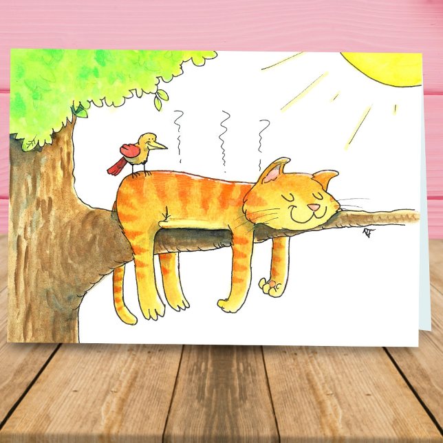 Carte Chat couché dans le Soleil Salutation (Créateur téléchargé)