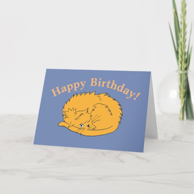 Carte Chat couché mignon Anniversaire (Devant)