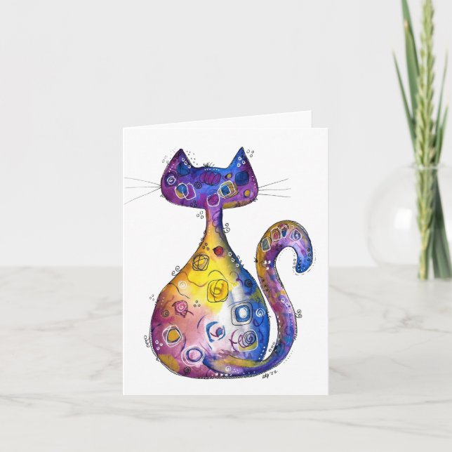 Carte Chat couleur blanc mignon (Devant)